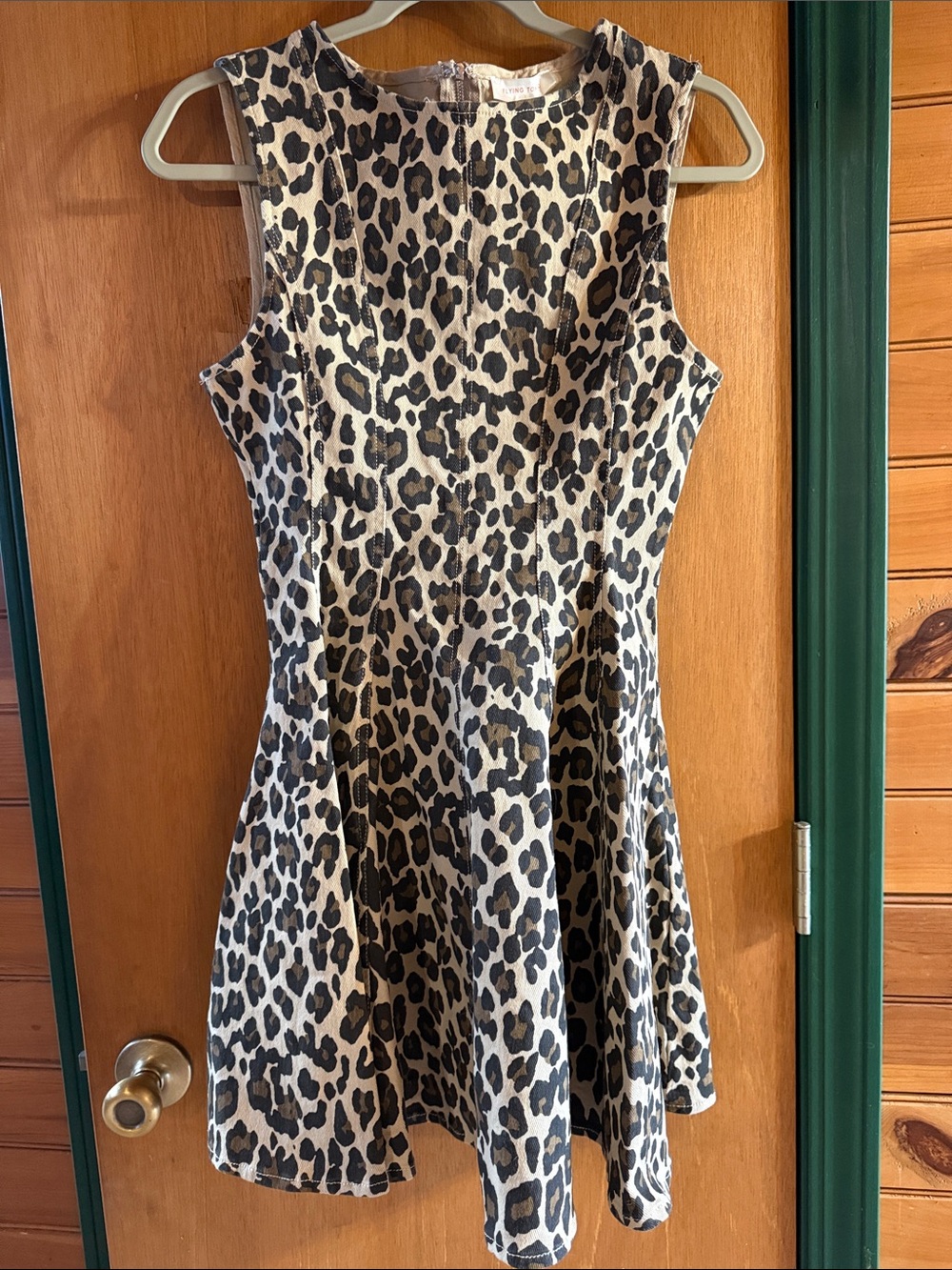 Flying Tomato Leopard Print Sleeveless Dress - Cream & Black
